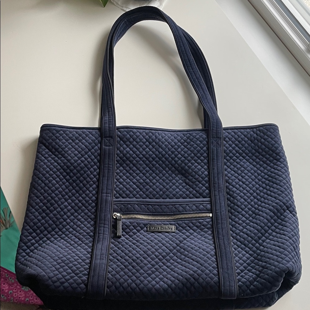 Vera Bradley Dark Blue Quilted Tote in velvet